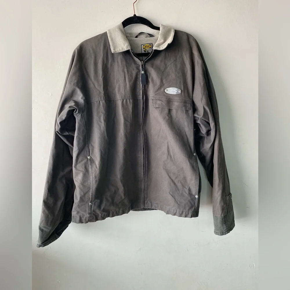 ATLAS Snow-Shoe Company Vintage Waxed Cotton Jacket Men's Large Gray Utility - Picture 2 of 9